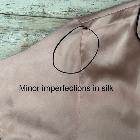 SilkSilky Pajama Set Sz Sm 2 Piece Button Up Pants Pastel Pink 200% Silk Luxury - Picture 16 of 16